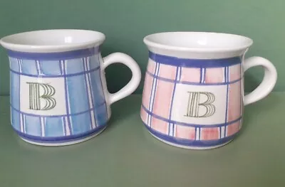 Buy Pair Vintage Handmade Mugs Cinque Ports Pottery Monastery Check Design Letter B • 10.99£