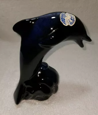 Buy Vintage Blue Mountain Blue / Black Dolphin Figurine / Ornament Made In Canada  • 16.25£