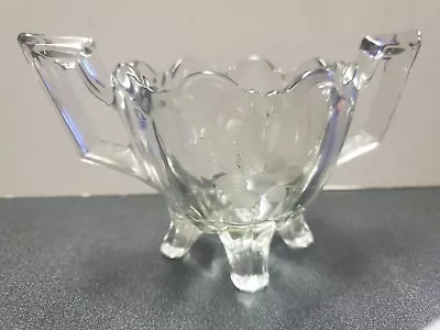 Buy Vintage Clear Cut Glass Footed Sugar Bowl W/Handles Floral Chippendale Style Z16 • 14.47£