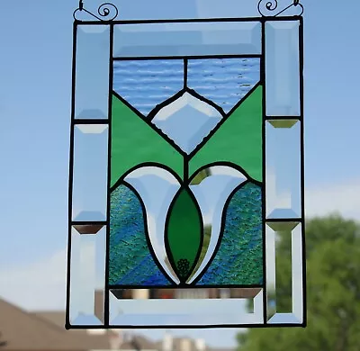 Buy Beveled Stained Glass Panel, Window HMD-US-≈ 12 1/8 X9 1/8  Art Nevo Tulip • 95.01£