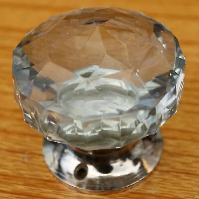 Buy Glass Door Knob, Large Crystal Cut Multifaceted Chrome Base (single) Beautiful • 16.99£