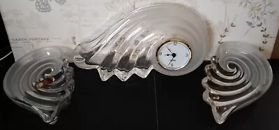 Buy Vintage Walther Art Deco Style Glass Shell Swirl Clock And Garniture Set • 60£