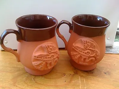 Buy  2 New Handmade Rustic Limited Edition  Bran -celtic Grail  Motif Pottery Mugs • 1.99£