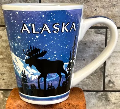 Buy Alaska Moose Silhouette Night Time Snow Mountains Stars Blue White Black 14-16oz • 13.28£