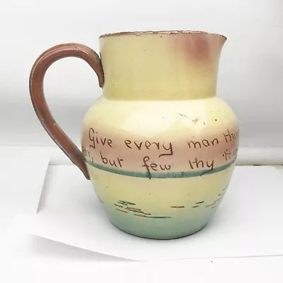 Buy Vintage Antique Large Motto Ware Large Jug Give Man Thy Ear But Few Thy Tongue  • 23.99£