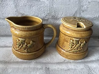 Buy West Highland Pottery Thistle Pattern Vintage Preserve Pot And Milk Jug • 10£