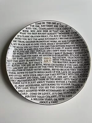 Buy Grayson Perry '100% Art' Plate Pottery Inc. The Artists Stamp On Reverse • 99.95£