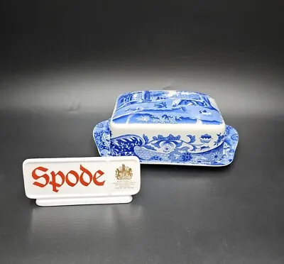 Buy Spode BLUE ITALIAN Rectangular Covered Butter Dish EXCELLENT VERY RARE ENGLAND!! • 213.01£