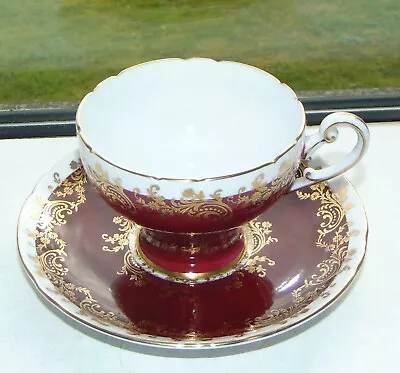 Buy Shelley  Fine China Cabinet Cup And Saucer Ruby Red 0608/548 Gilt 1950s • 25£