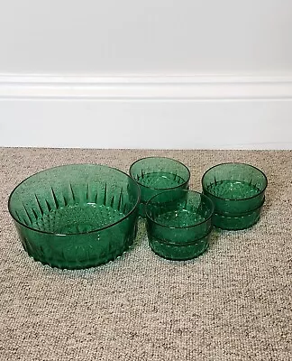 Buy Vintage French Art Deco Green Arcoroc Trifle Bowl With 6 Matching Serving Bowls • 15.99£