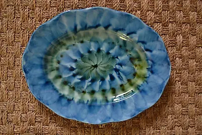 Buy VINTAGE PORTHMADOG Wales Blue Glazed Studio Pottery Platter SIGNED D. CLISHAM • 25£