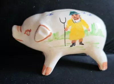 Buy 1950's Piggy Bank By Devonia Pottery Exeter Featuring Farmer Budleigh Money Box • 8£