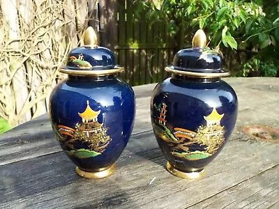 Buy 2 X Carlton Ware Lidded Vases - Mikado - Lovely • 19.99£