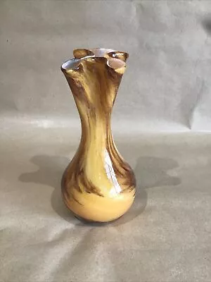 Buy Alum Bay Isle Of Wight Glass Vase Mottled Brown / Honey Coloured Vintage Glass  • 9.99£