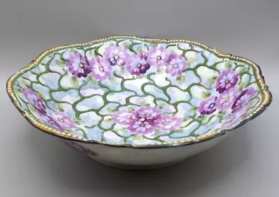 Buy Large  Noritake Moriage Bowl With Purple Viola Flowers • 19.99£