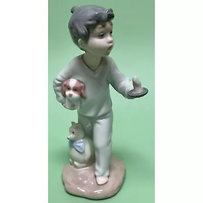 Buy Nao By Lladro Young Boy Holding Candle With Puppy & Teddy Bear Figurine! 2 • 32.60£