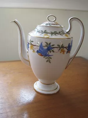 Buy Rare Aynsley Blue Bird Pattern Gold Trim Coffee Pot 1928 • 40£