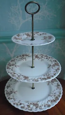 Buy 3 Tier XL Minton China Cake Stand Ancestral S376 With Brown Leaves & Fronds • 12£