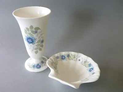 Buy Wedgwood Clementine Shell Dish & Vase: Footed Flared Flower Posy Vase - Blue • 7£