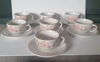 Buy BOOTS Hedge Rose Tea Cups And Saucers Set Of 7 Cups & 7 Saucers Rose Pattern • 15£