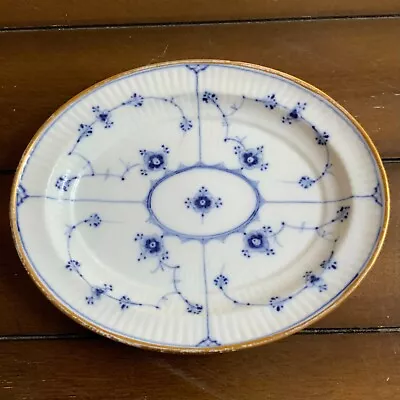 Buy Royal Copenhagen Blue Fluted Small ~7⅞  Oval Dish W Gold Rim 1stQ EUC From 1800s • 212.62£