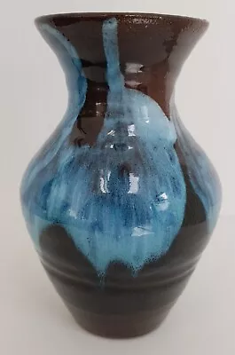 Buy Priory Pottery Republic Of Ireland Vase Lava Design Blue & Brown Triangle Mark • 19.99£