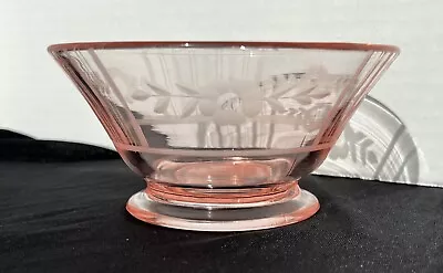 Buy Pink Depression Glass Small Bowl Etched Flowers And Lines • 11.40£
