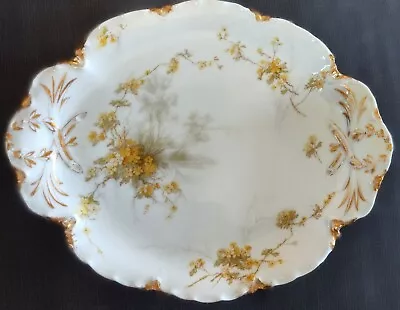 Buy Haviland Limoges Antique Small Platter Yellow Dainty Flowers Gold Trim Scalloped • 14.39£