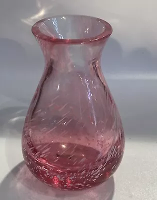 Buy Vintage Caithness Glass Bud Vase Cerise Pink White  Speckle Swirl Unsigned • 15£