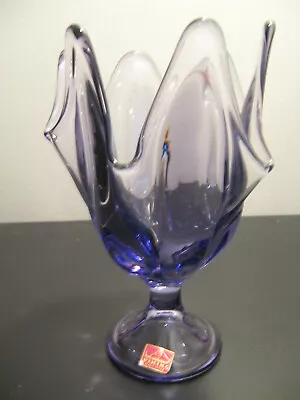 Buy Vintage Viking Glass Lilac Teaberry Purple Six Petal Handkerchief Swung Vase MCM • 95.10£