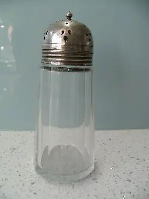 Buy Antique Victorian Facet Cut Glass Sugar Shaker With White Metal Pierced Top • 20£