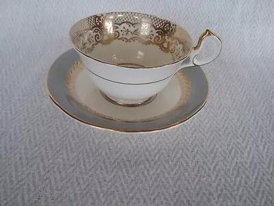 Buy Vintage Aynsley Yellow, Grey & Gold Cabinet Cup & Saucer Pattern No.s 7922 C7805 • 20£