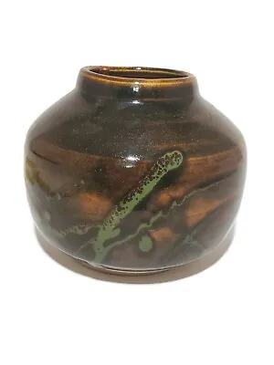 Buy Vintage Pottery Vase Asian Oriental Salt Glazed Green Stoneware Handmade 6 X5  • 22.90£