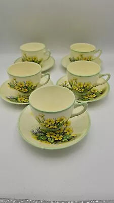 Buy Adderley Primrose Tea Cups And Saucers X 5. Bone China. Vintage • 17.50£