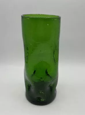 Buy Vintage MCM Green Crackle Dimple Glass Vase 9.5” Bischoff Glass Blenko Glass? • 48.02£