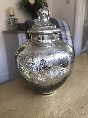 Buy Parlane Silver Crackled Mirrored Glass Ginger Jar+Lid.Decorative.21x16cms.VGC • 19.50£