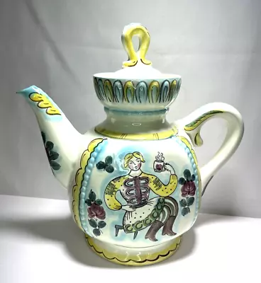Buy Large Vintage 1970 Russian Folk Art Ceramic Teapot Konakovo Faience Pottery USSR • 19.99£