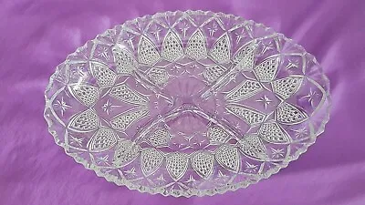 Buy Glass ~ Dish ~ 4 Compartments ~ Vintage ~ Cut/ Pressed Glass • 14.99£