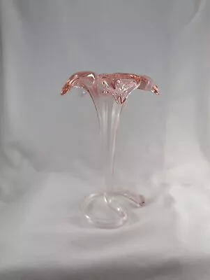 Buy Vintage Art Deco Pink Art Glass Flower Shaped Trumpet Vase Murano • 19.99£