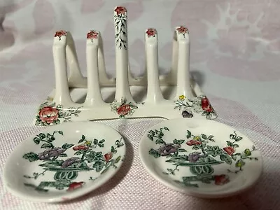 Buy Crown Ducal Toast Rack Chinese Garden & Mini China Plates X2  Made In England • 24.95£