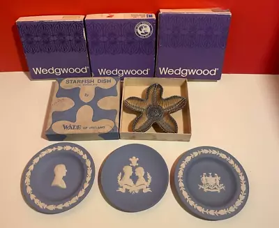 Buy Wedgwood Blue Jasperware Pins, Trinkets With A Wade Starfish Dish, Boxed (F66) • 19.99£