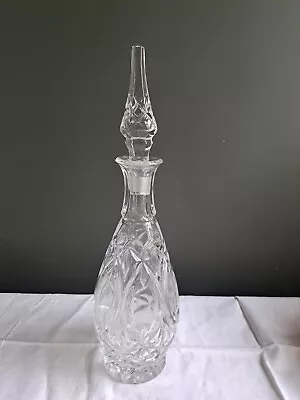 Buy Vintage Cut Glass Wine Decanter - Bottle Shaped With Stopper • 10£