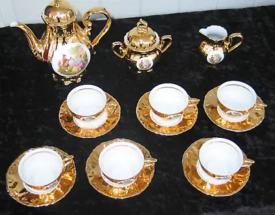 Buy Coffee Tea Set Bondware Vintage Fine China Gold Porcelain Dimitasse Freepost • 75£