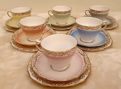 Buy Colclough Vintage Bone China Tea Set. 6x Teacups, Saucers & Side Plates  • 68£