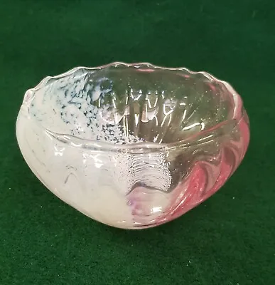 Buy Caithness Small Glass Bowl Pink And White Moonspun Pattern • 10£