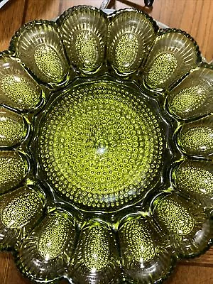 Buy Vintage Indiana Glass Co Iridescent Green Carnival Glass Deviled Egg Plate 11  • 30.50£
