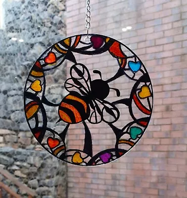 Buy Stained Glass Effect Sun Catcher, Bee, 10cm Wide,  Handmade Totally Unique. • 4.89£