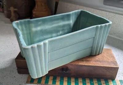Buy Vintage Langley Art Deco Ribbed Ceramic Green Trough / Planter C 1930s  • 21.95£