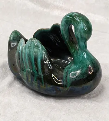 Buy Blue Mountain Pottery Swan Planter Green Black Drip Glaze Canada 7  Gift Vintage • 22.66£