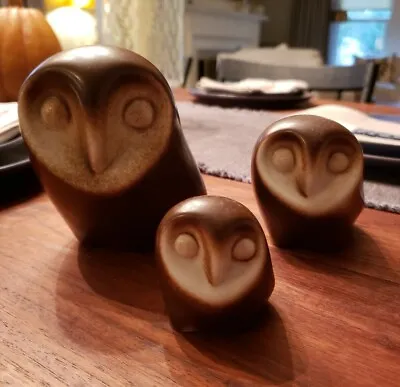 Buy Howard Pierce Pottery Set Of 3 Brown Barn Owls Matte Texture California Pottery • 216.67£